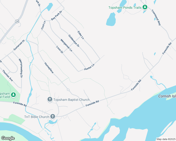 map of restaurants, bars, coffee shops, grocery stores, and more near 9 Hunter Lane in Topsham