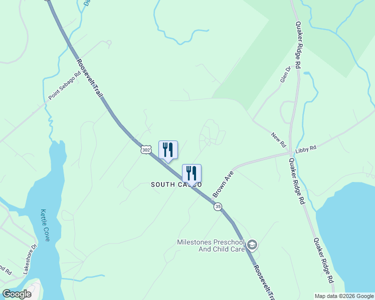 map of restaurants, bars, coffee shops, grocery stores, and more near 17 Chute Mountain Lane in Casco
