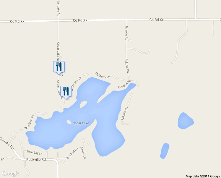 map of restaurants, bars, coffee shops, grocery stores, and more near 18121 Klemme Rd in Kiel