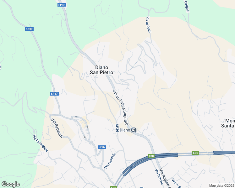 map of restaurants, bars, coffee shops, grocery stores, and more near 19 Via Gionetti in Diano San Pietro
