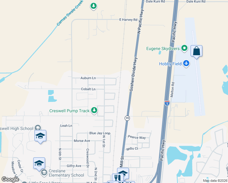 map of restaurants, bars, coffee shops, grocery stores, and more near 41 Sandalwood Loop in Creswell