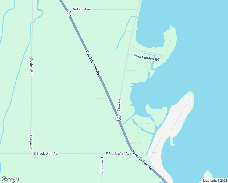 map of restaurants, bars, coffee shops, grocery stores, and more near 5879 Lake Road in Oshkosh