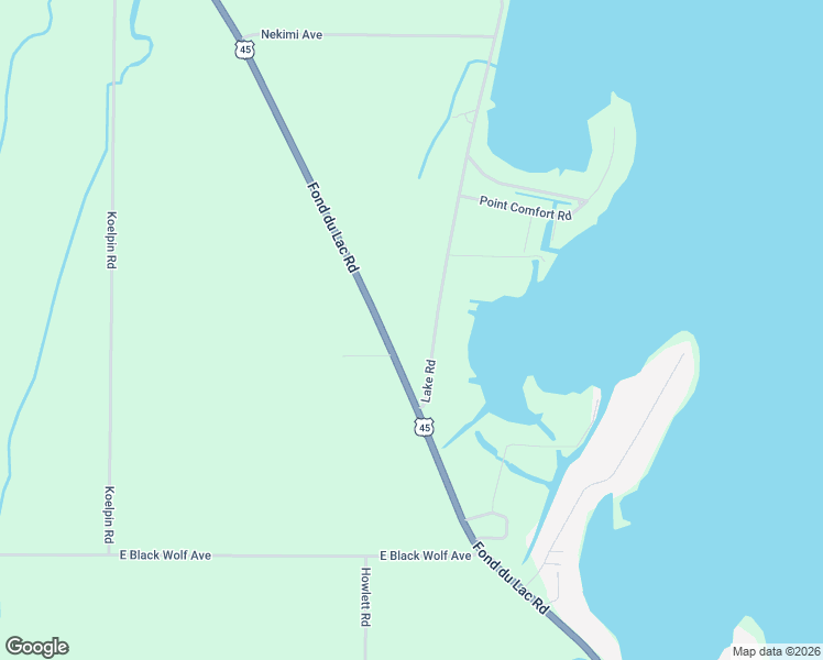 map of restaurants, bars, coffee shops, grocery stores, and more near 5879 Lake Road in Oshkosh