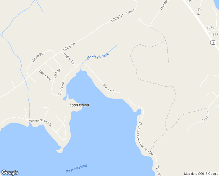 map of restaurants, bars, coffee shops, grocery stores, and more near 18 Shore Road in Raymond