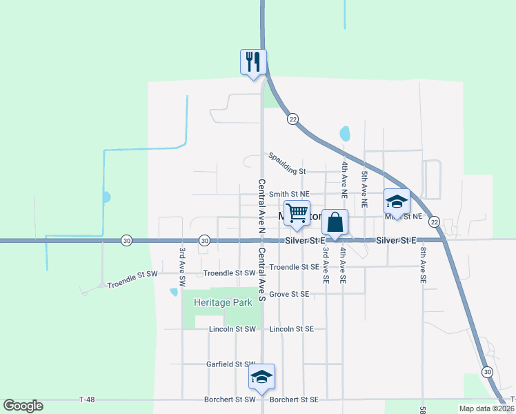 map of restaurants, bars, coffee shops, grocery stores, and more near in Mapleton