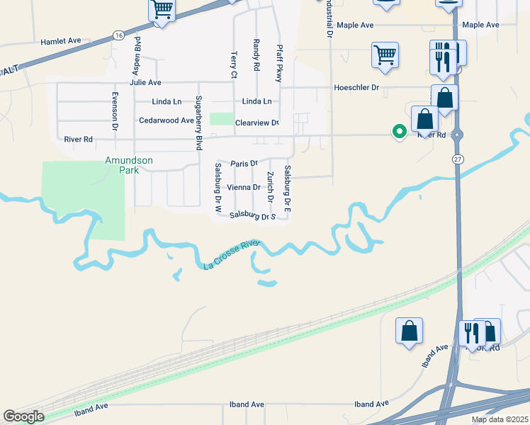 map of restaurants, bars, coffee shops, grocery stores, and more near 16 Salsburg Drive South in Sparta