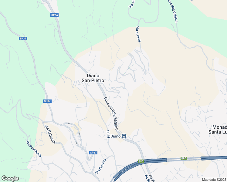 map of restaurants, bars, coffee shops, grocery stores, and more near 19 Via Gionetti in Diano San Pietro