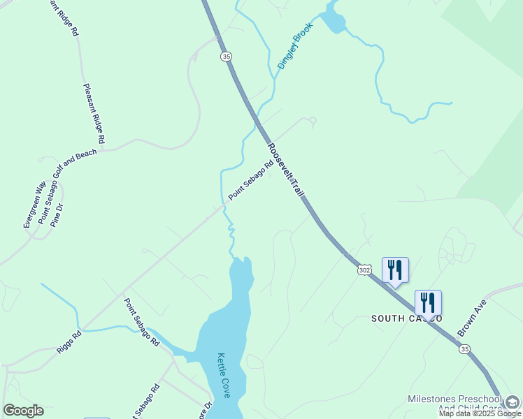 map of restaurants, bars, coffee shops, grocery stores, and more near 434 Roosevelt Trail in Casco