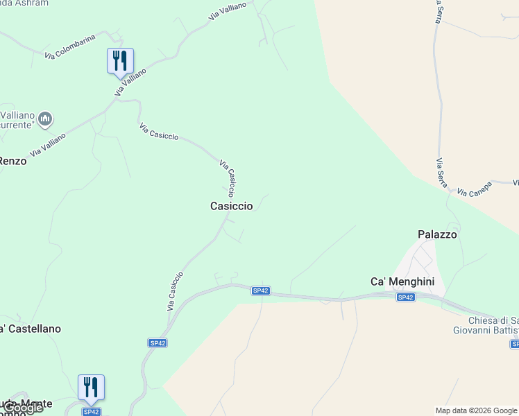 map of restaurants, bars, coffee shops, grocery stores, and more near 165 Via Ca' Marchino in Provincia di Rimini
