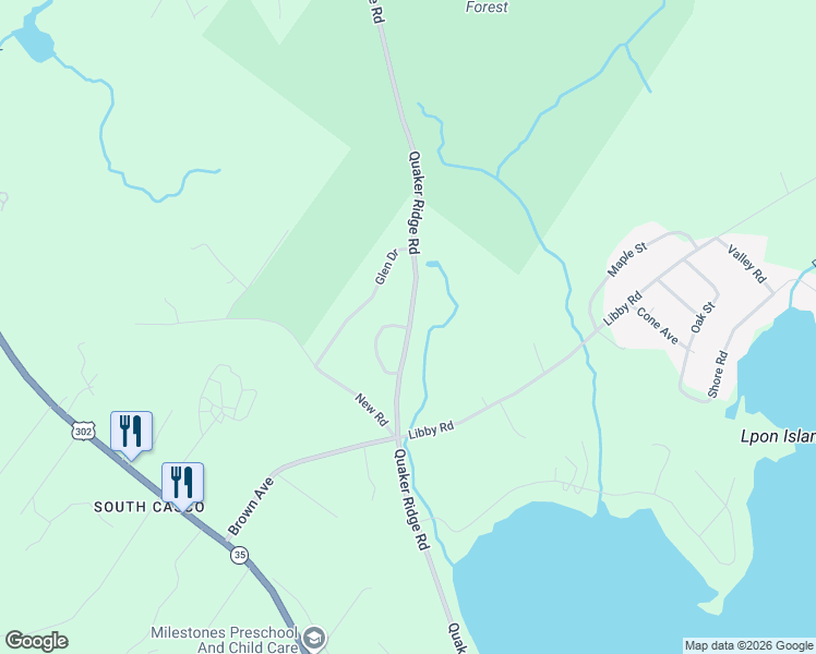 map of restaurants, bars, coffee shops, grocery stores, and more near 2 Condo Ridge Road in Casco