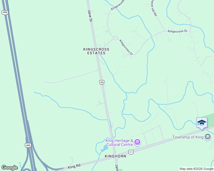 map of restaurants, bars, coffee shops, grocery stores, and more near 13305 Jane Street in King City