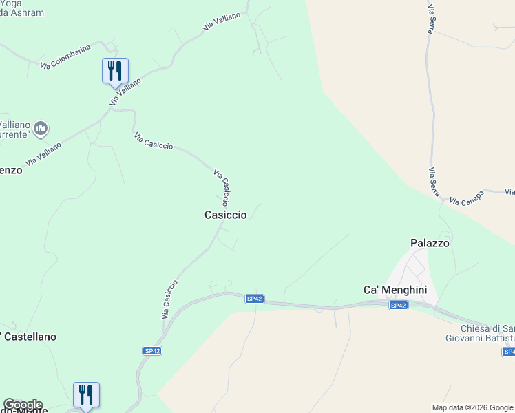 map of restaurants, bars, coffee shops, grocery stores, and more near 165 Via Ca' Marchino in Provincia di Rimini