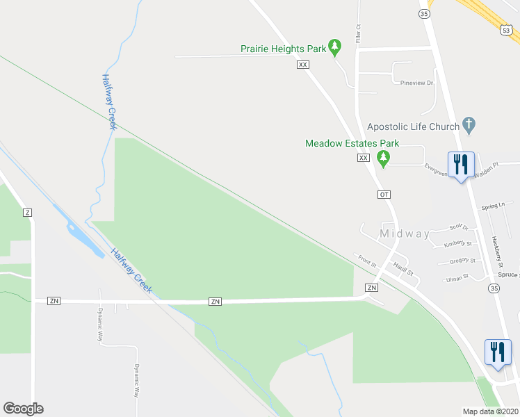 map of restaurants, bars, coffee shops, grocery stores, and more near Great River State Park Trail in Onalaska