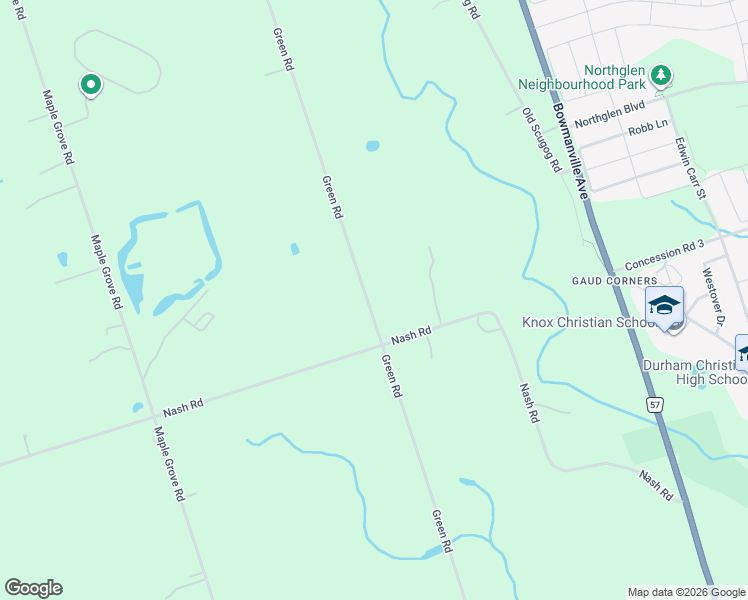 map of restaurants, bars, coffee shops, grocery stores, and more near 3061 Green Road in Clarington