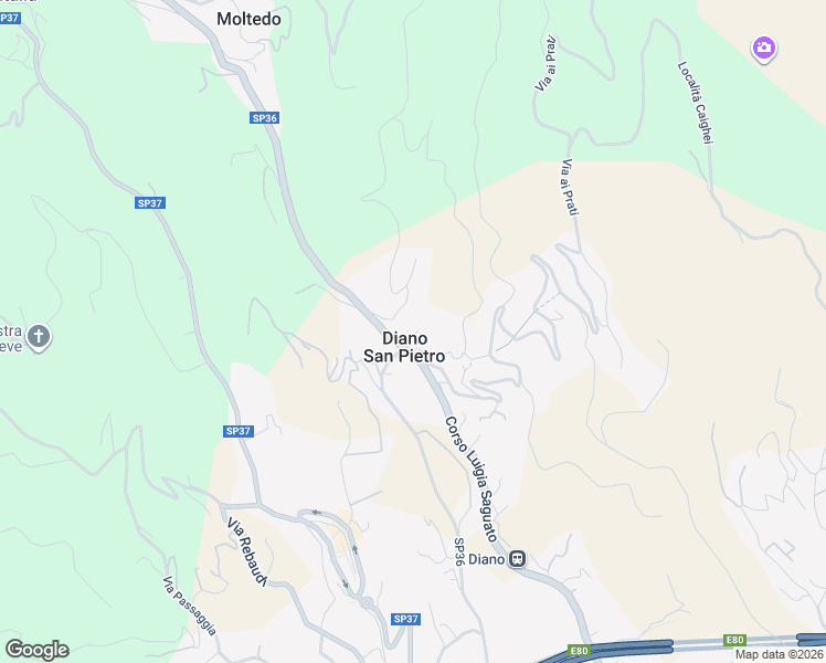 map of restaurants, bars, coffee shops, grocery stores, and more near 10 Piazza Guglielmo Marconi in Diano San Pietro