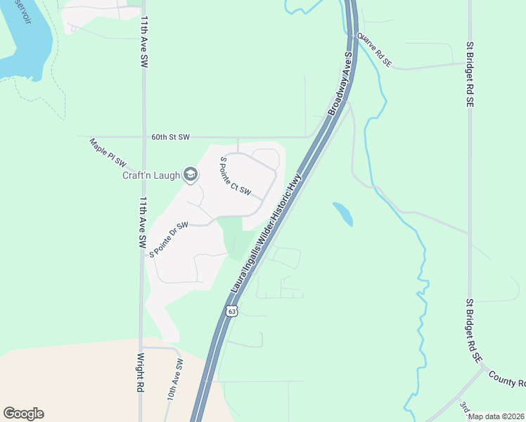 map of restaurants, bars, coffee shops, grocery stores, and more near 6158 South Pointe Drive Southwest in Rochester