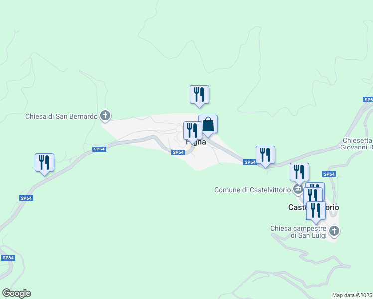 map of restaurants, bars, coffee shops, grocery stores, and more near 1 Via Piazza Castello in Pigna