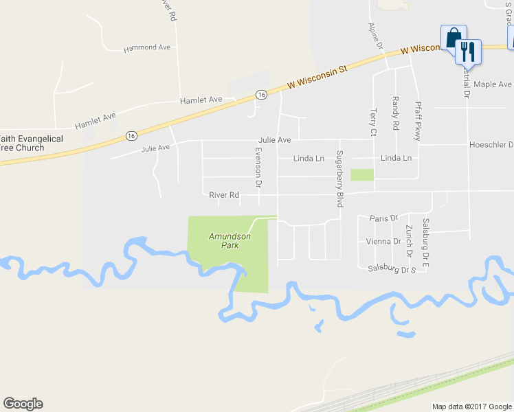 map of restaurants, bars, coffee shops, grocery stores, and more near 1141 Evenson Court in Sparta