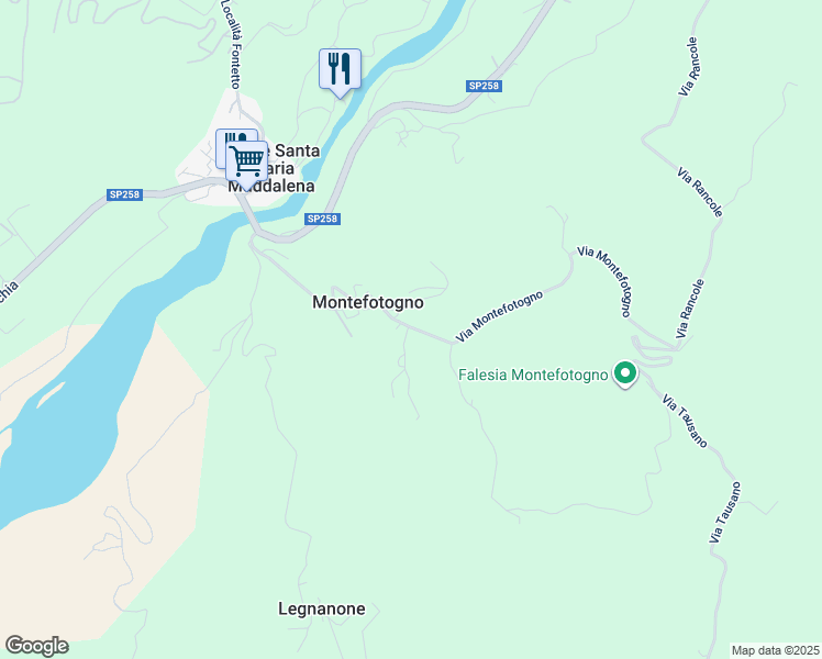 map of restaurants, bars, coffee shops, grocery stores, and more near 1A Via Montefotogno in Montefotogno