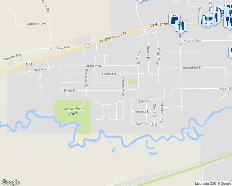 map of restaurants, bars, coffee shops, grocery stores, and more near 1943 River Road in Sparta