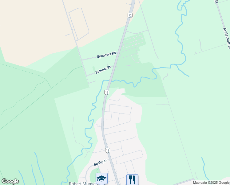 map of restaurants, bars, coffee shops, grocery stores, and more near 4945 Baldwin Street South in Whitby