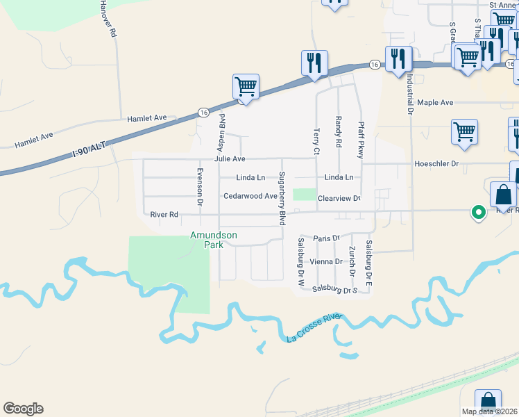 map of restaurants, bars, coffee shops, grocery stores, and more near 1943 River Road in Sparta