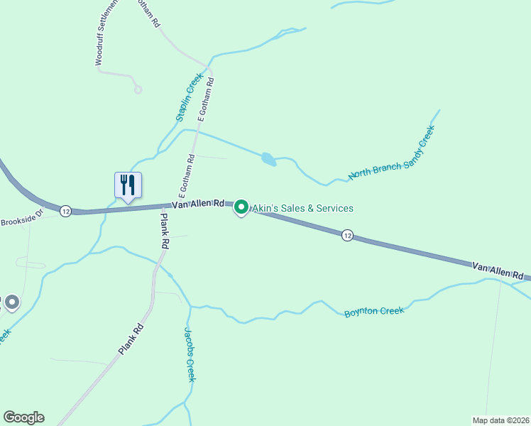 map of restaurants, bars, coffee shops, grocery stores, and more near 26370 Route 12 in Watertown