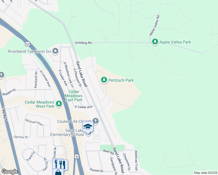 map of restaurants, bars, coffee shops, grocery stores, and more near 3110 Beyer Rd in Onalaska