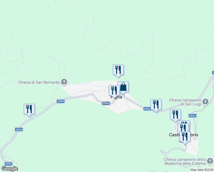 map of restaurants, bars, coffee shops, grocery stores, and more near 51 Via Colla in Pigna