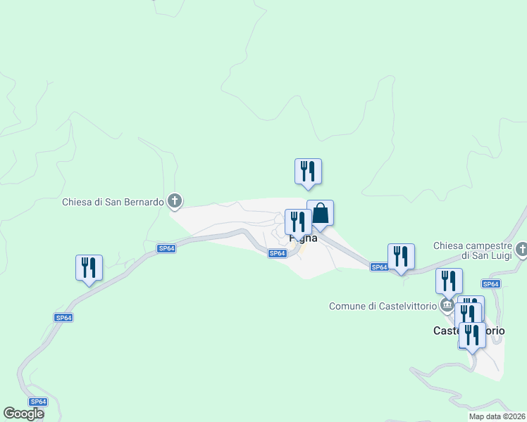 map of restaurants, bars, coffee shops, grocery stores, and more near 41 Via Fossarei in Pigna