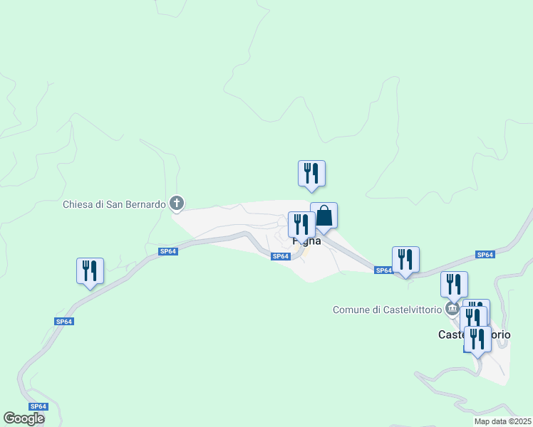 map of restaurants, bars, coffee shops, grocery stores, and more near 39 Via Fossarei in Pigna