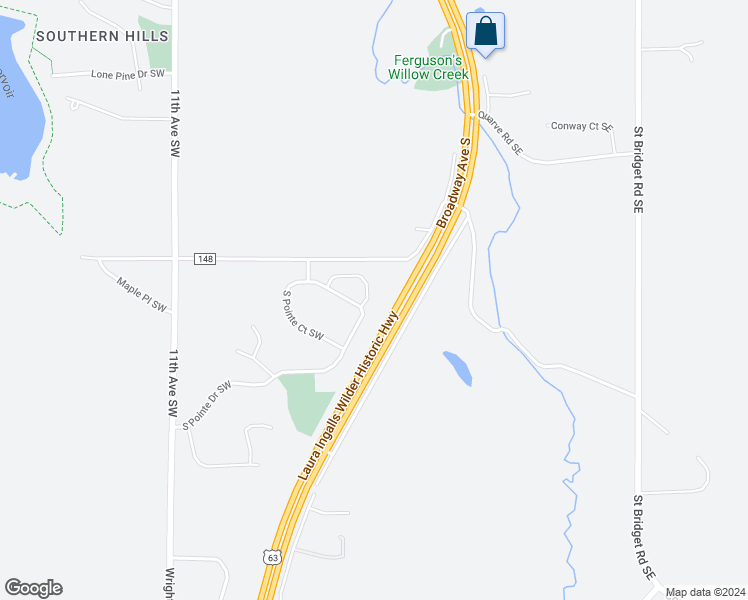 map of restaurants, bars, coffee shops, grocery stores, and more near 491 Pointe Court Southwest in Rochester