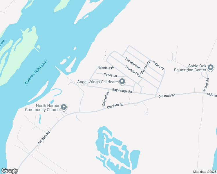 map of restaurants, bars, coffee shops, grocery stores, and more near 46 Bay Bridge Road in Brunswick