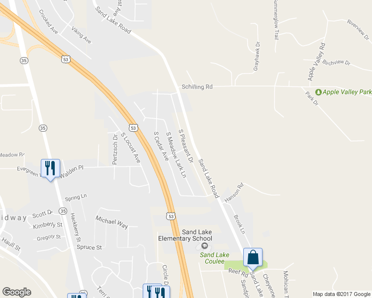 map of restaurants, bars, coffee shops, grocery stores, and more near 3000 South Pleasant Drive in Holmen