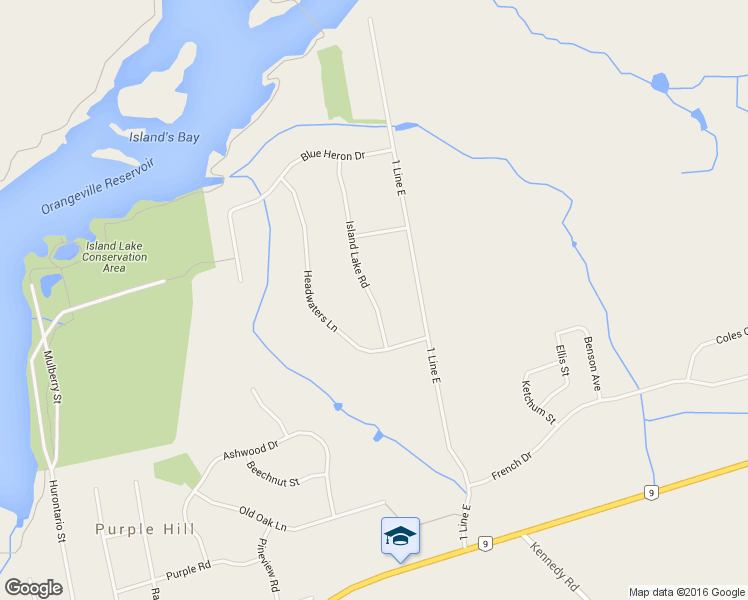 map of restaurants, bars, coffee shops, grocery stores, and more near 28 Island Lake Road in Mono