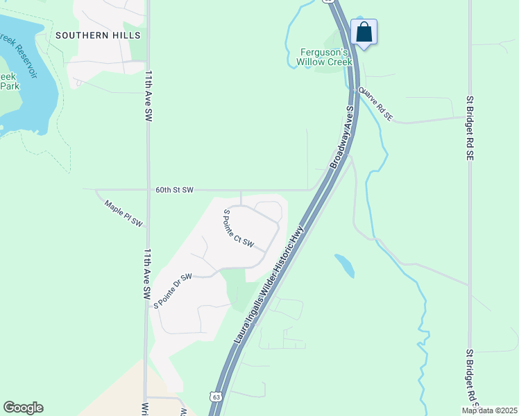 map of restaurants, bars, coffee shops, grocery stores, and more near 626 Pointe Court Southwest in Rochester