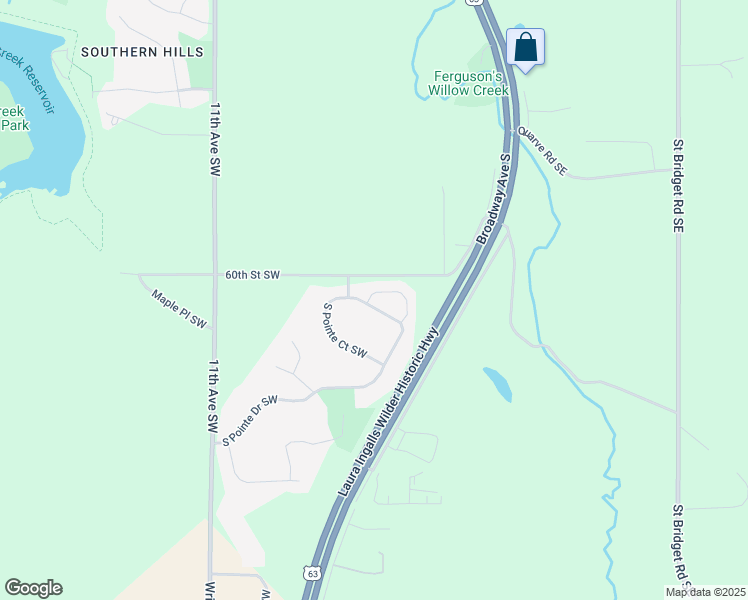 map of restaurants, bars, coffee shops, grocery stores, and more near 626 Pointe Court Southwest in Rochester