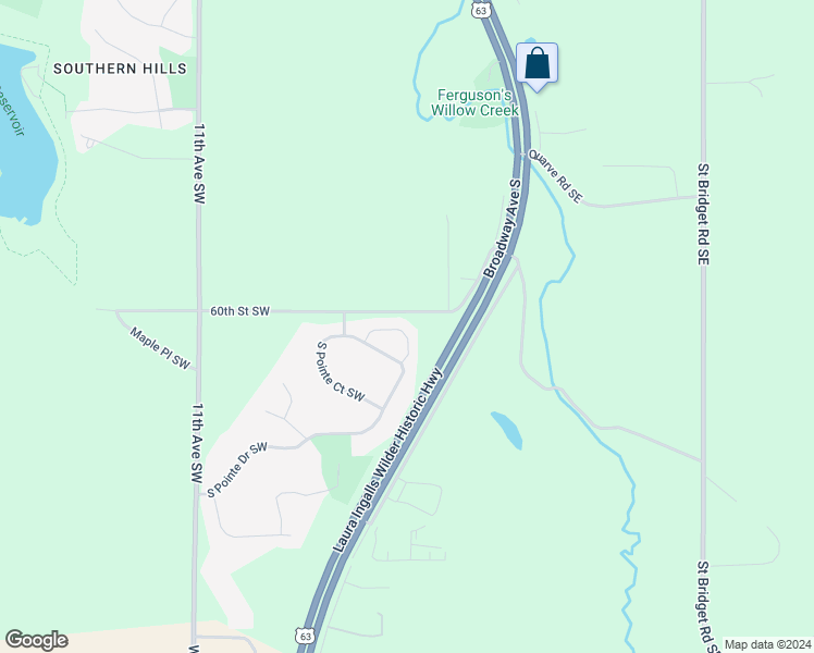 map of restaurants, bars, coffee shops, grocery stores, and more near 539 Pointe Court Southwest in Rochester