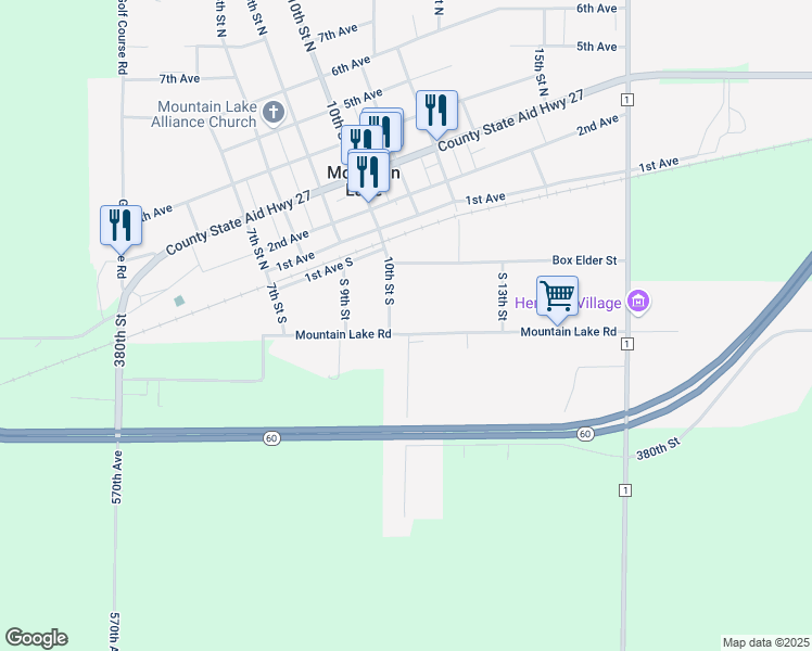 map of restaurants, bars, coffee shops, grocery stores, and more near 1015 Mountain Lake Road in Mountain Lake