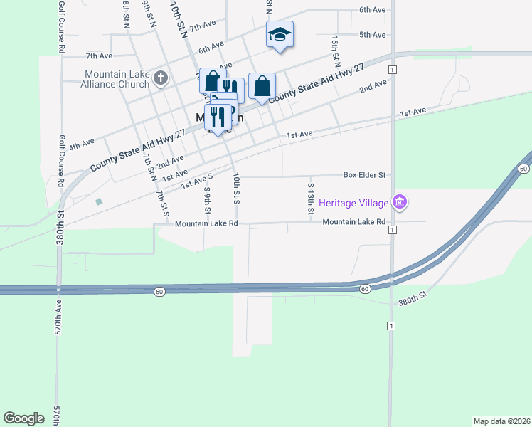 map of restaurants, bars, coffee shops, grocery stores, and more near 1015 Mountain Lake Road in Mountain Lake