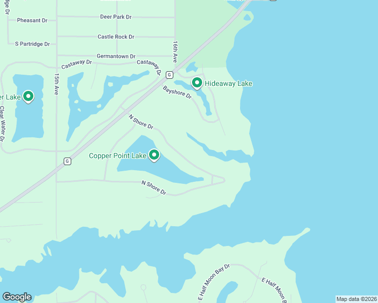 map of restaurants, bars, coffee shops, grocery stores, and more near N8030 North Shore Drive in New Lisbon