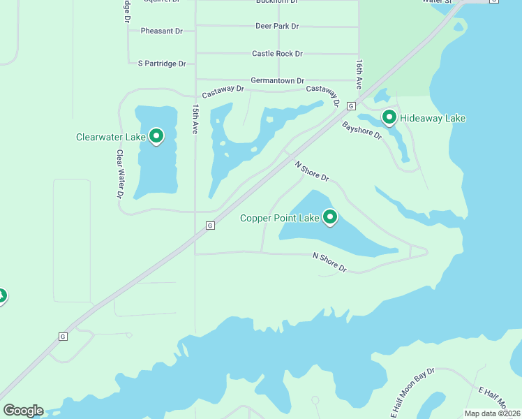 map of restaurants, bars, coffee shops, grocery stores, and more near N8019 Copper Point Drive in New Lisbon
