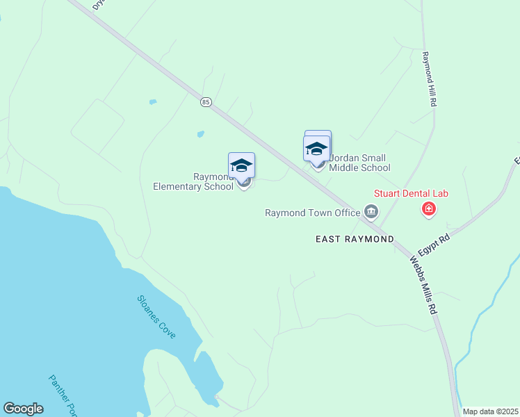 map of restaurants, bars, coffee shops, grocery stores, and more near 434 Webbs Mills Road in Raymond
