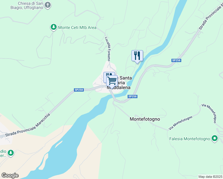 map of restaurants, bars, coffee shops, grocery stores, and more near Via Molino in Ponte Santa Maria Maddalena