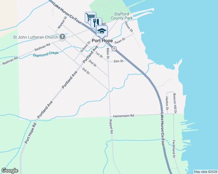 map of restaurants, bars, coffee shops, grocery stores, and more near 4143 Main Street in Port Hope