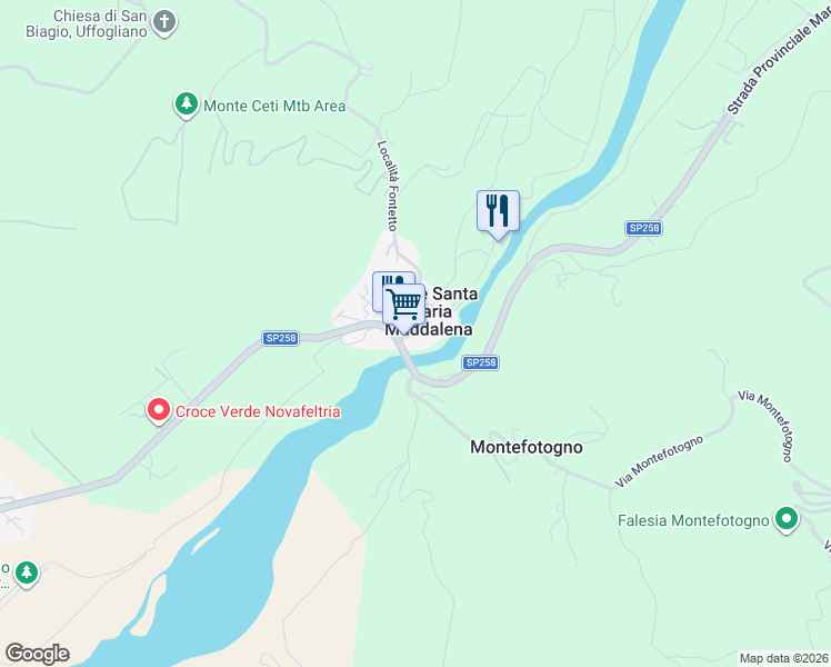 map of restaurants, bars, coffee shops, grocery stores, and more near Via Molino in Ponte Santa Maria Maddalena