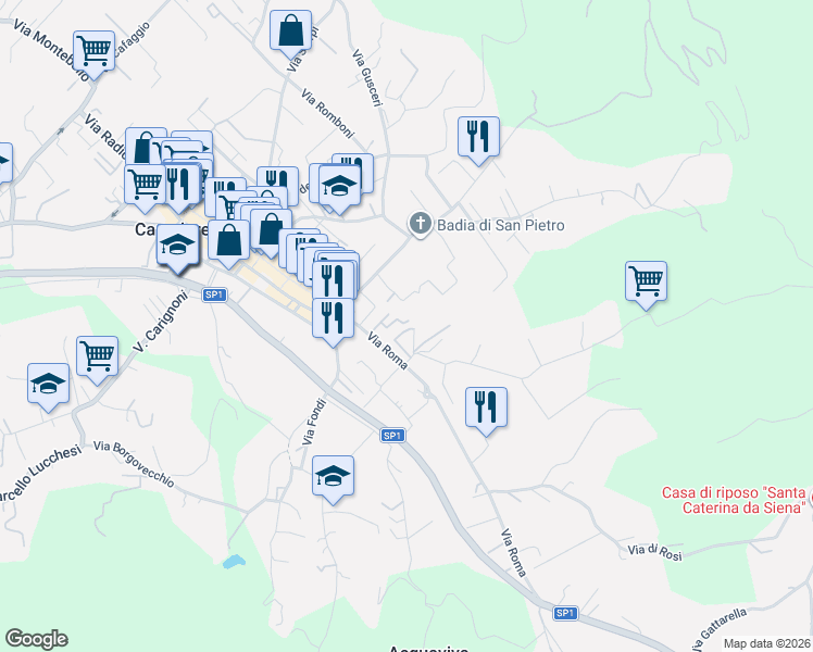 map of restaurants, bars, coffee shops, grocery stores, and more near 10 Via della Pescaglia in Camaiore