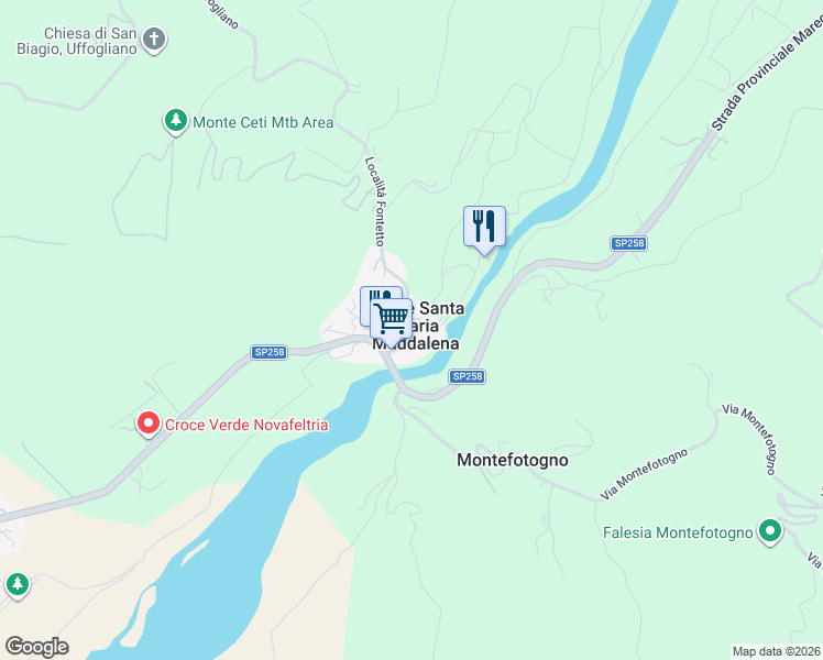 map of restaurants, bars, coffee shops, grocery stores, and more near Via Molino in Ponte Santa Maria Maddalena