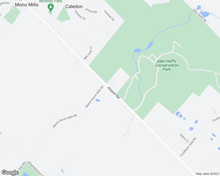 map of restaurants, bars, coffee shops, grocery stores, and more near 19371 Airport Road in Caledon