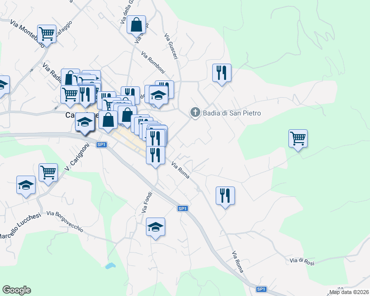 map of restaurants, bars, coffee shops, grocery stores, and more near 10 Via della Pescaglia in Camaiore